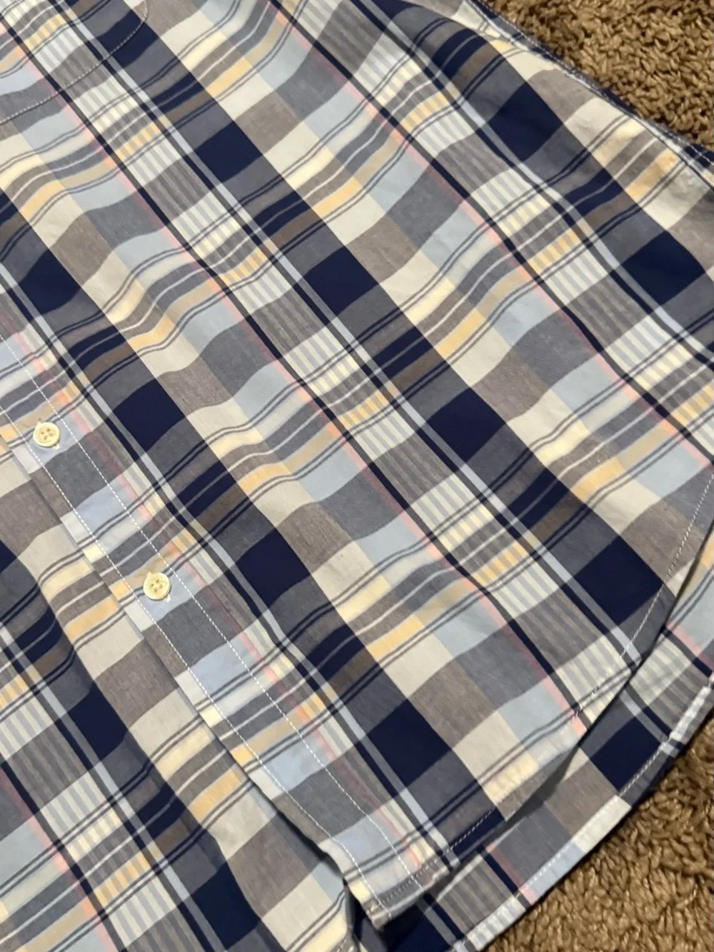 U.S. Polo Assn. Navy, Light Blue & Cream Plaid Short-Sleeve Button-Down Shirt